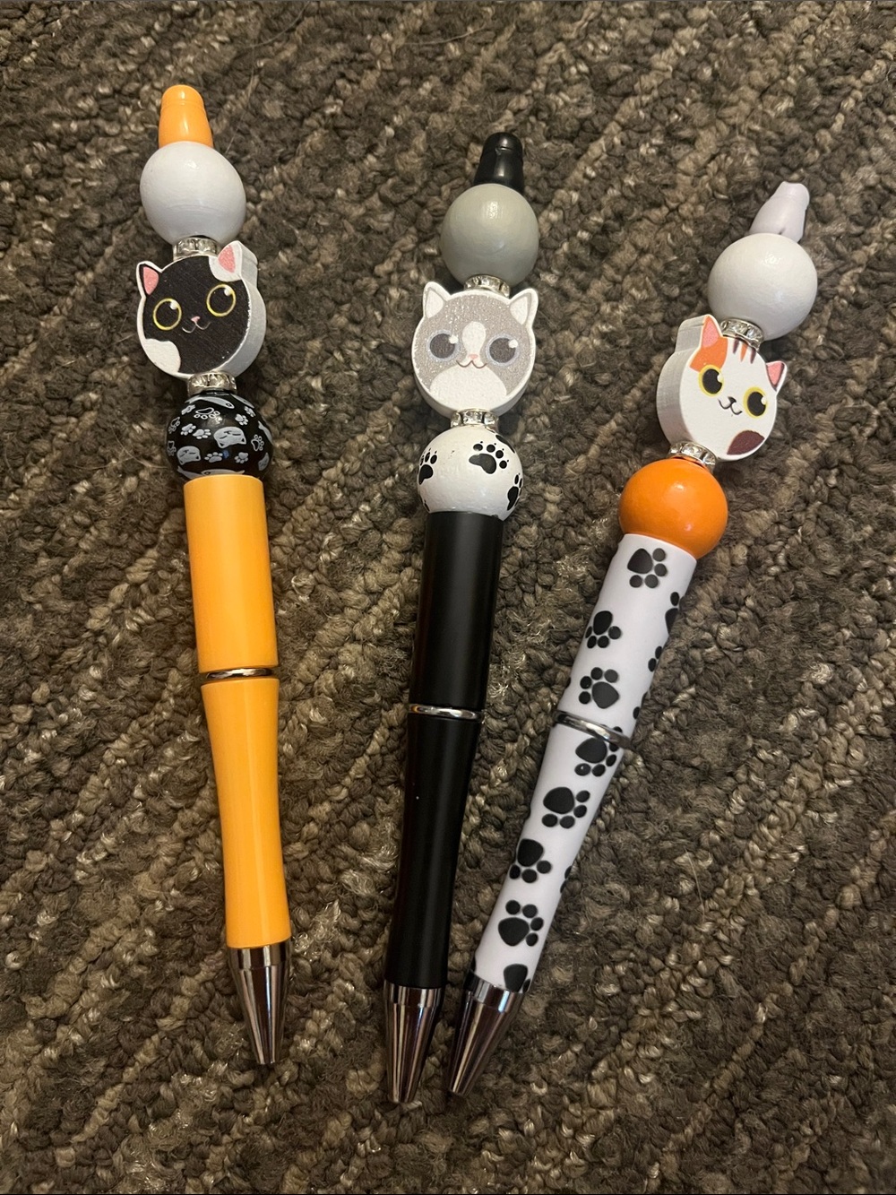 Cute Cat Bead Ballpoint Pen Trio Adorable  Cats Great Teacher Coworker Gifts 27